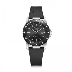 Alexandre Christie AC 6141 Silver Black Rubber LDRTBBA